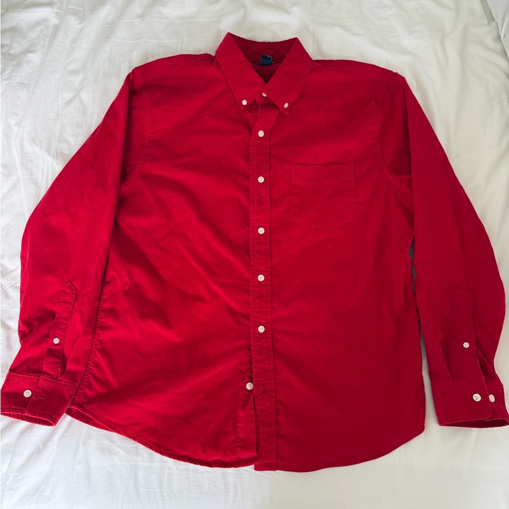 Lands' End Red corduroy Casual Button Down Shirt